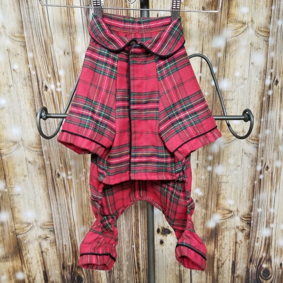 Bee & Willow Home Red Plaid Dog Large One Piece Flannel Pajama Christmas Cosplay - Picture 1 of 9